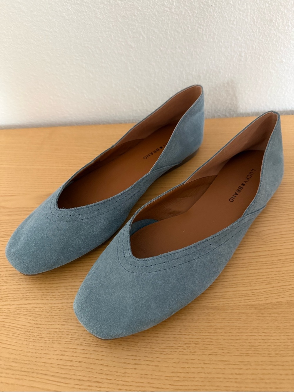 Lucky Brand Dusty Blue Suede Leather Ballet Flats Size 8.5
